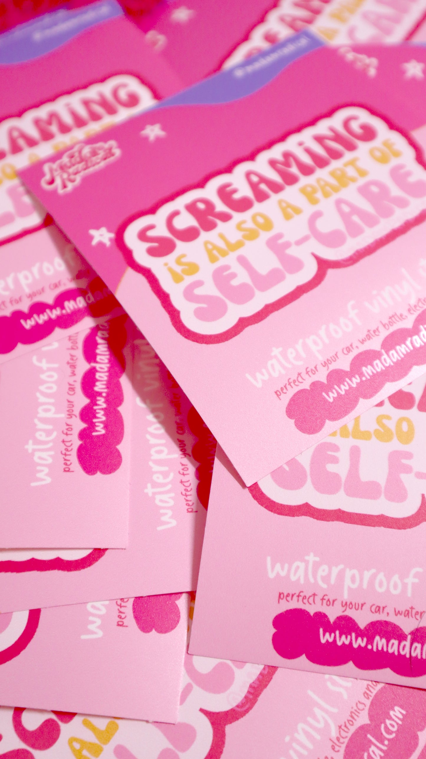 Empowering Waterproof Vinyl Sticker: 'Screaming is Also Self Care' – Express Yourself with Confidence!