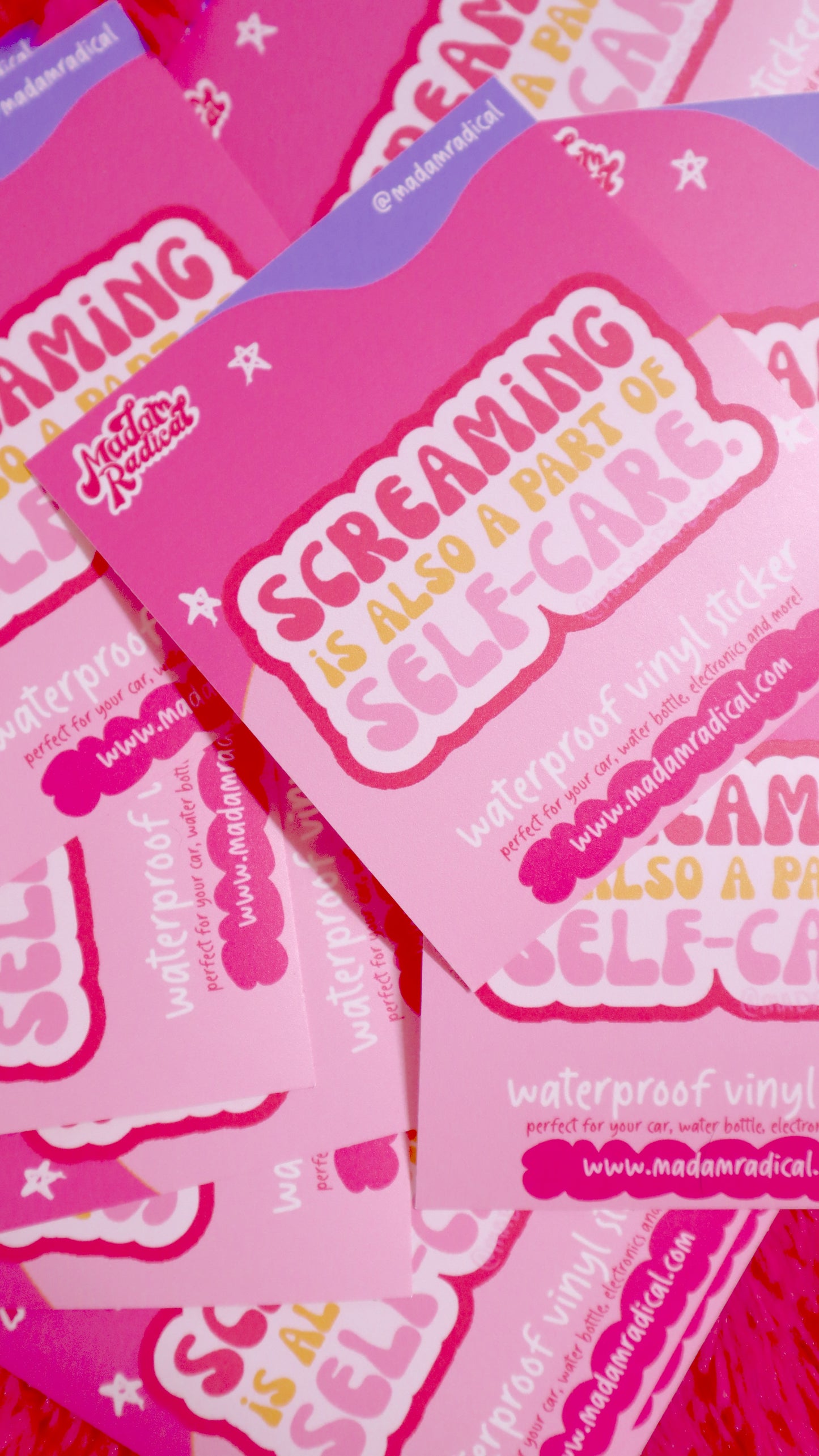 Empowering Waterproof Vinyl Sticker: 'Screaming is Also Self Care' – Express Yourself with Confidence!