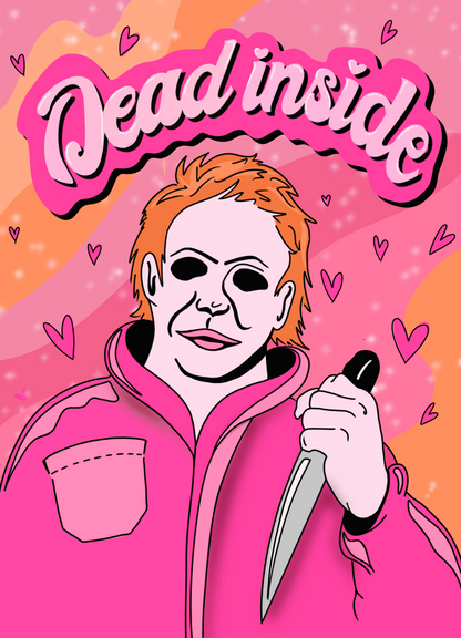 Eerie Chic: Serial Killer in Pink - 'Dead Inside' Art Print