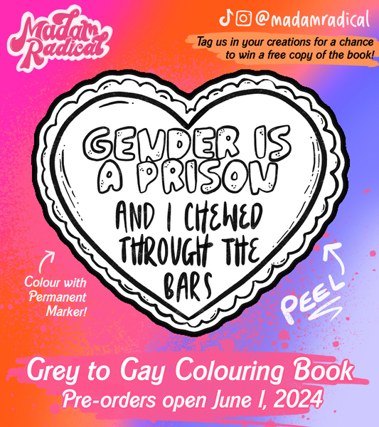 Grey to Gay Colouring Book Waterproof Vinyl Stickers