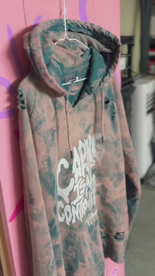HMI Skatepark Fundraiser Caring isn’t Controversial Hoodie Bleach Dyed Distressed Grunge